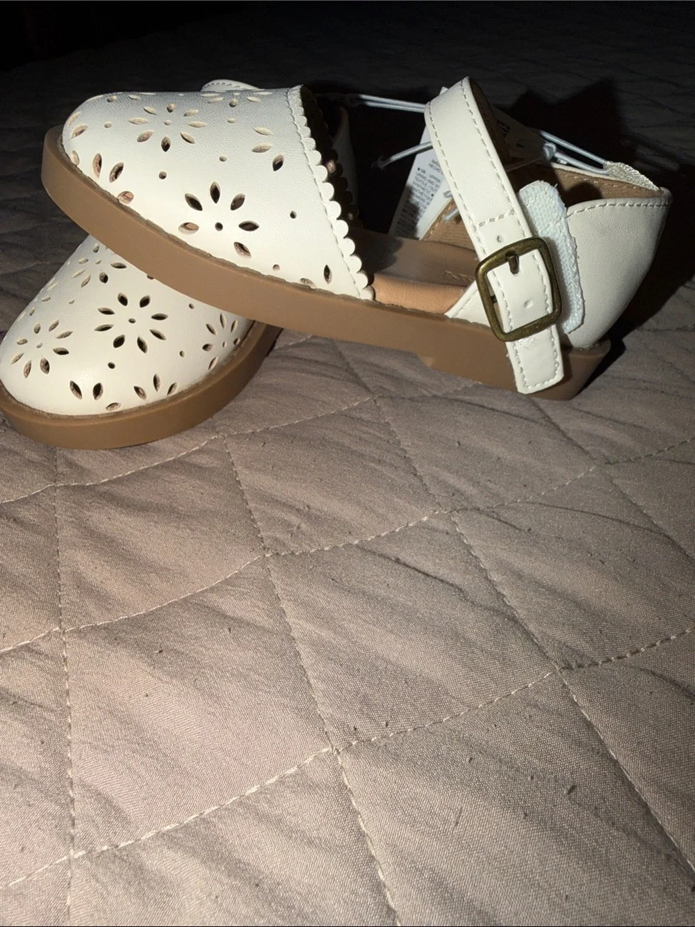 Old Navy White Floral Cutout Mary Jane Flats for Kids